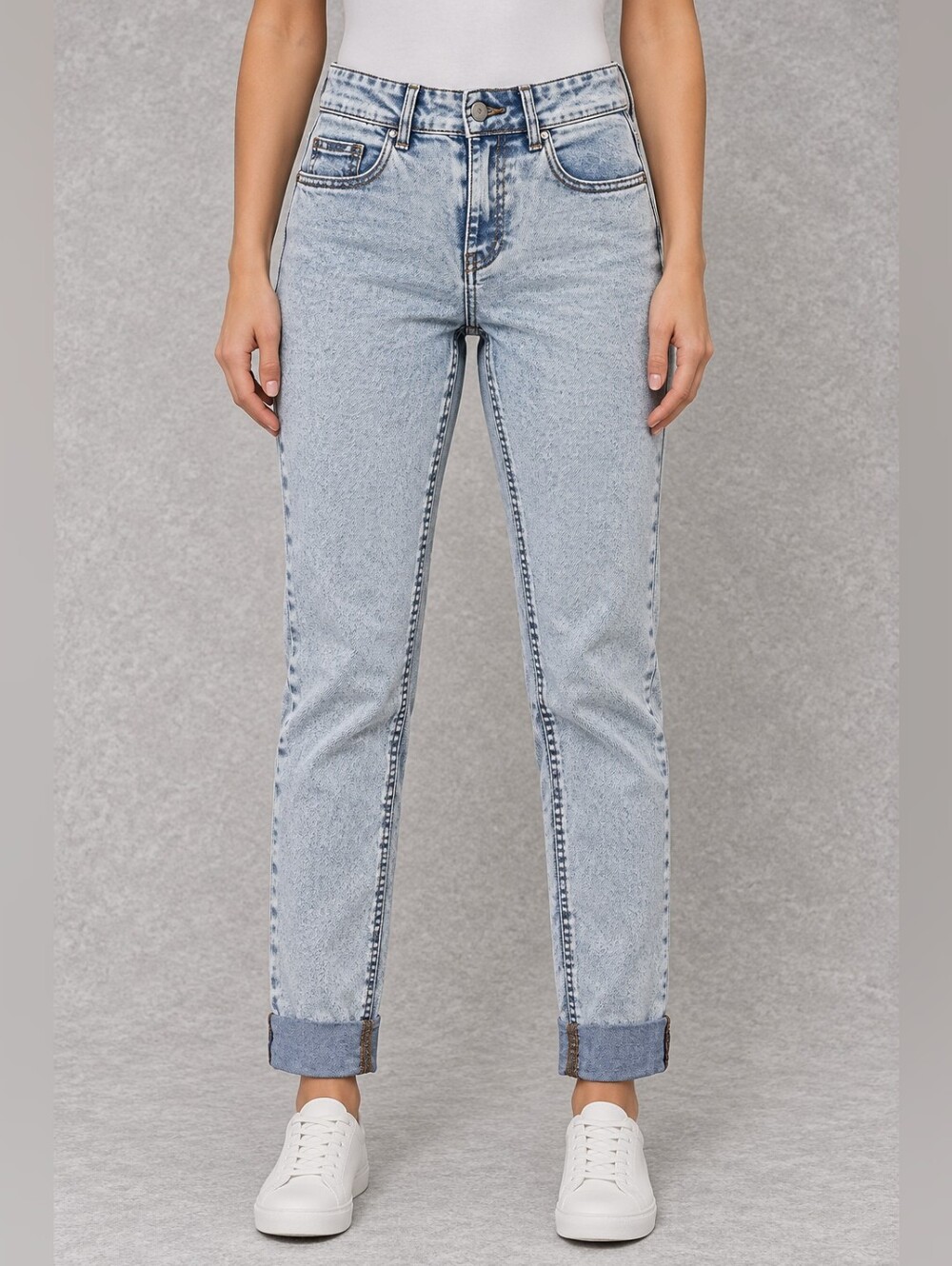 MgoRen Women's Skinny Jeans Size 9/28 Light Wash Stretch Cuffed Denim Pants
